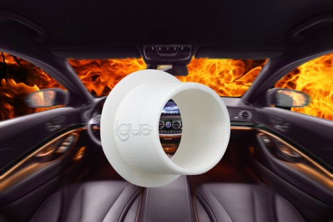 iglidur I3 재질로 제작된 3D 프린팅 구성품은 FMVSS 302에 따른 화재 테스트에서 입증된 것처럼 차량 내부의 안전성을 향상시킨다. (사진=한국이구스)