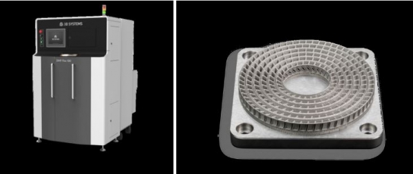 DMP Flex 100 및 출력 제품. (사진=3D시스템즈)