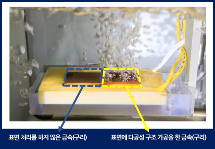 표면 가공에 따른 비등 효과 차이의 비교. (사진=기계연구원)