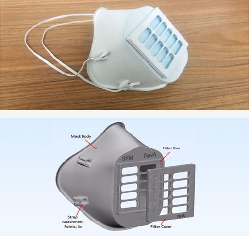 Nylon 12(Duraform PA)와 Laser Sintering printer를 활용해 제작한 페이스 마스크. (사진=3D시스템즈)