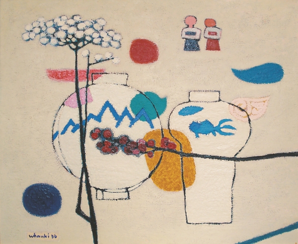 김환기作 [정원]Oil on Canvas, 80.5 x 100cm, 1956년│개인소장 │ⓒ(재)환기재단 · 환기미술관