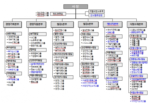 포스코인터내셔널 개편 후 조직도. (출처=포스코인터내셔널)