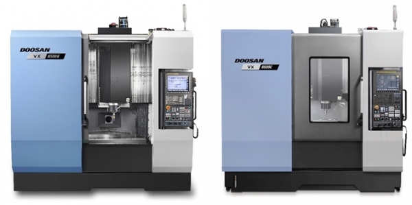 두산공작기계의 수직형 머시닝센터 ‘VX 6500G’(좌)와 ‘VX 6500C’(우). (사진=두산공작기계)