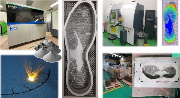 금속 3D프린팅을 이용한 신발 금형의 신속 제조 기술 및 분석, 시제품 테스트. (사진=재료연구원)