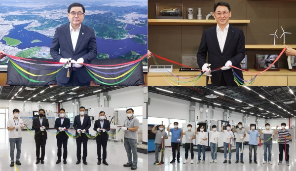 두산중공업 3DP 준공식 릴레이 테이프커팅. (사진=두산중공업)