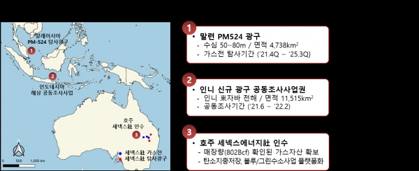 포스코인터내셔널 신규 에너지 탐사 및 개발 사업 현황. (사진=포스코인터내셔널)