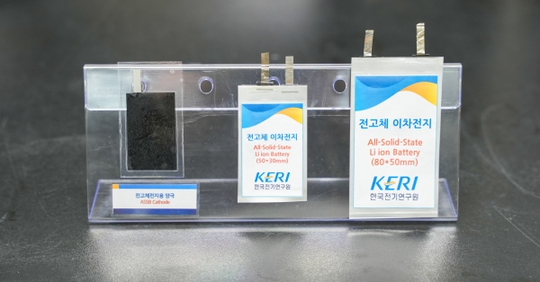 양극활물질과 고체전해질이 최적으로 혼합되어 성능이 높아진 KERI 전고체전지. (사진=KERI)