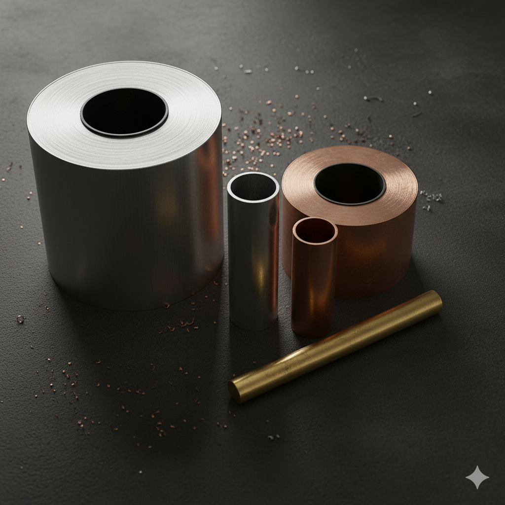 AI로 이미지 생성한 알루미늄, 구리 가공제품들