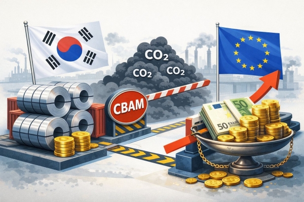 유럽 시장으로 향하는 한국산 열연강판(HRC)에 탄소국경조정제도(CBAM)에 따른 비용 부담이 2026년부터 단계적으로 반영되는 구조가 현실로 다가오고 있다. /철강금속신문