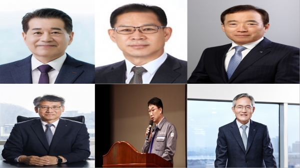 윗줄 왼쪽부터 장인화 포스코그룹 회장, 이보룡 현대제철 사장, 이순형 세아그룹 회장. 아래줄 왼쪽부터 최삼영 동국제강 사장, 박상훈 동국씨엠 사장, 도석구 한국비철금속협회 도석구 회장.