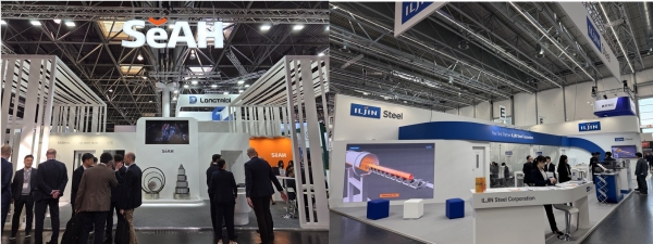 세아그룹(좌)과 일진제강(우)의 ‘wire 2026’ 전시부스 전경. (사진=라인메쎄)