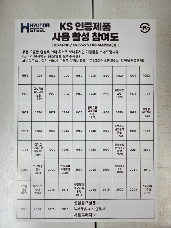 현대제철은 시장 내 KS 인증재 사용 확대 캠페인도 병행하고 있다. 현대제철